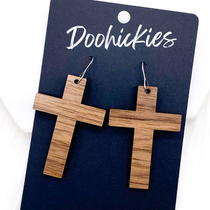 Doohickies - Wholesale Dangle Earrings - Cross Dangles -Acrylic & Wood Earrings