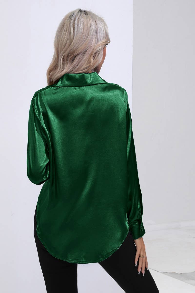 NINEXIS - Wholesale Button Down Shirt - Women's - CWTBLL0690_Button Down Silky Satin Long Sleeve Top40