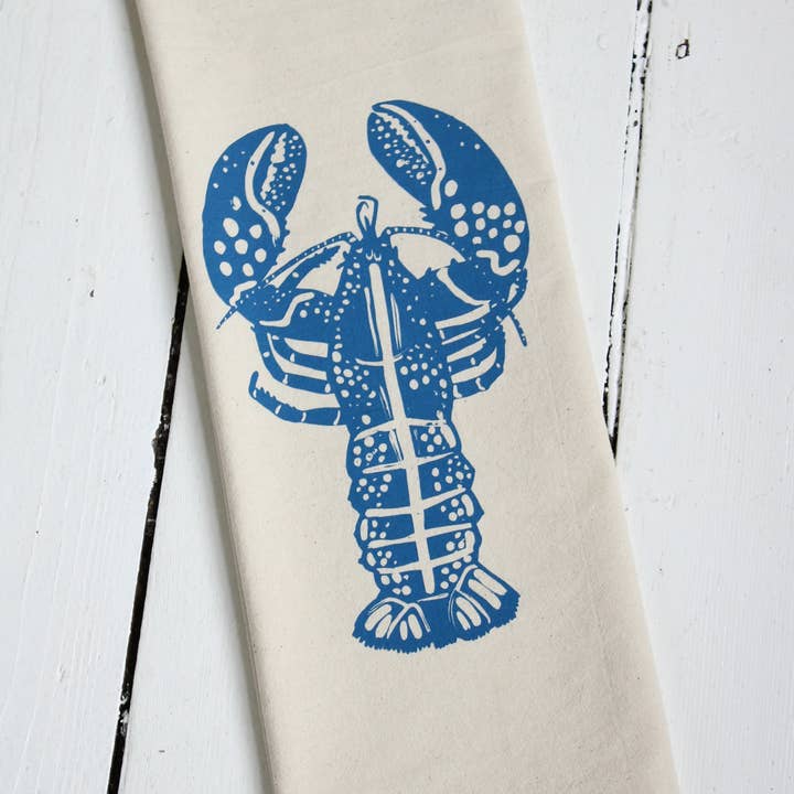 Hearth and Harrow - Vendita all'ingrosso Strofinacci - Canovaccio in cotone biologico con stampa aragosta blu-viola1