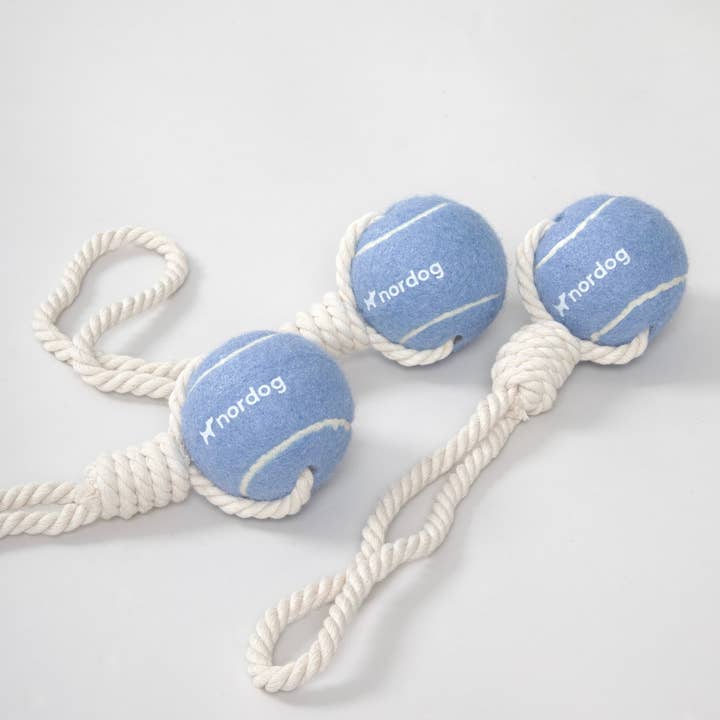 Nordog - Wholesale Pet Rope Toy - Dog - Tennisball with rope (blue)2