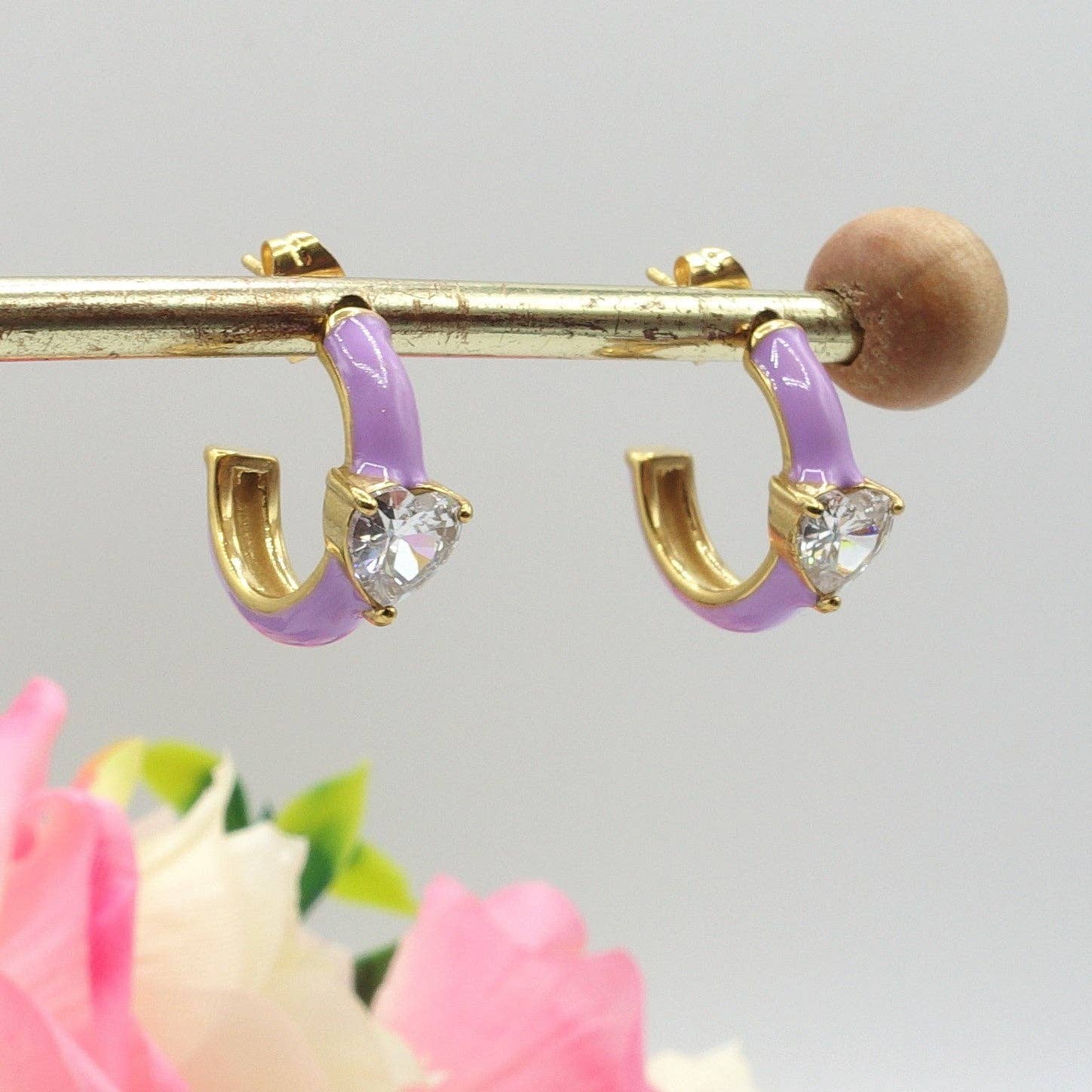 Daemon srls - Venta al por mayor Pendientes de aro pequeños - CHERIE FLUO mini - acero inoxidable - pendientes de aro esmaltados con circonitas cúbicas11