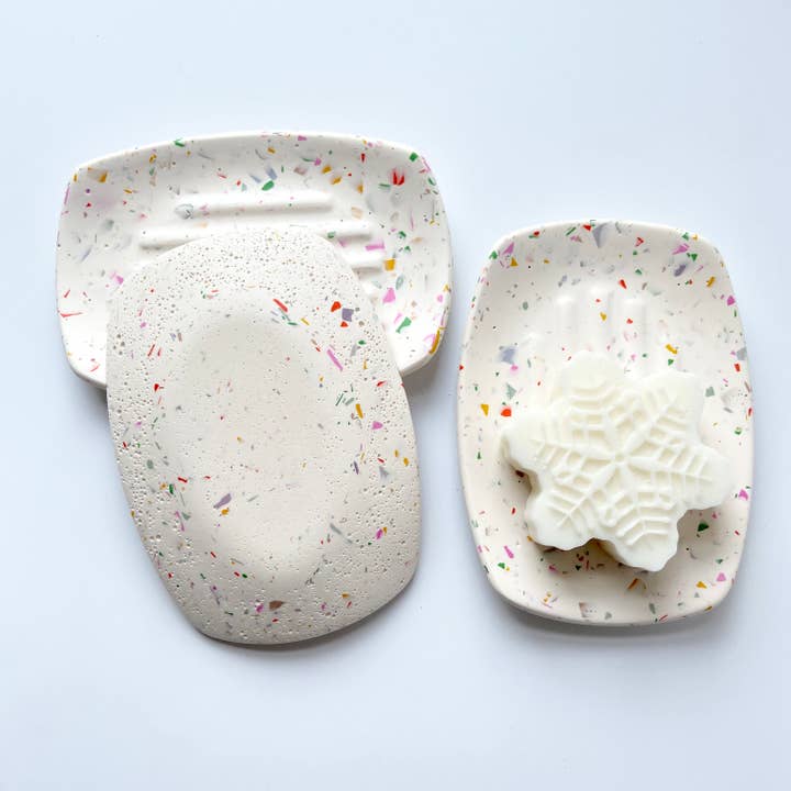 AlphaGrayArt - Wholesale Bath Soap Dish - White Terrazzo Soap Dish3