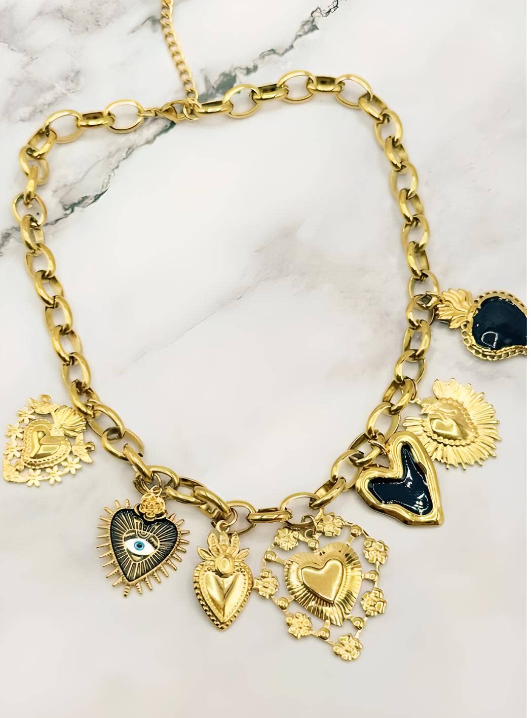 Wild & Free - Wholesale Pendant/Charm Necklace - Boho Chic Necklace with Sacred Heart Charms1