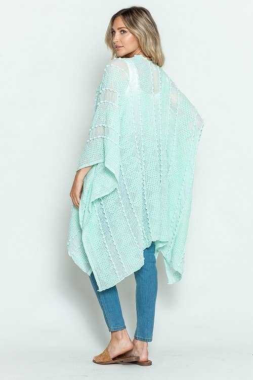 Justin & Taylor - Wholesale Kimono - Women's - Puffer-Up | Soft Textured Cover-Up Kimono With Pom Detail64