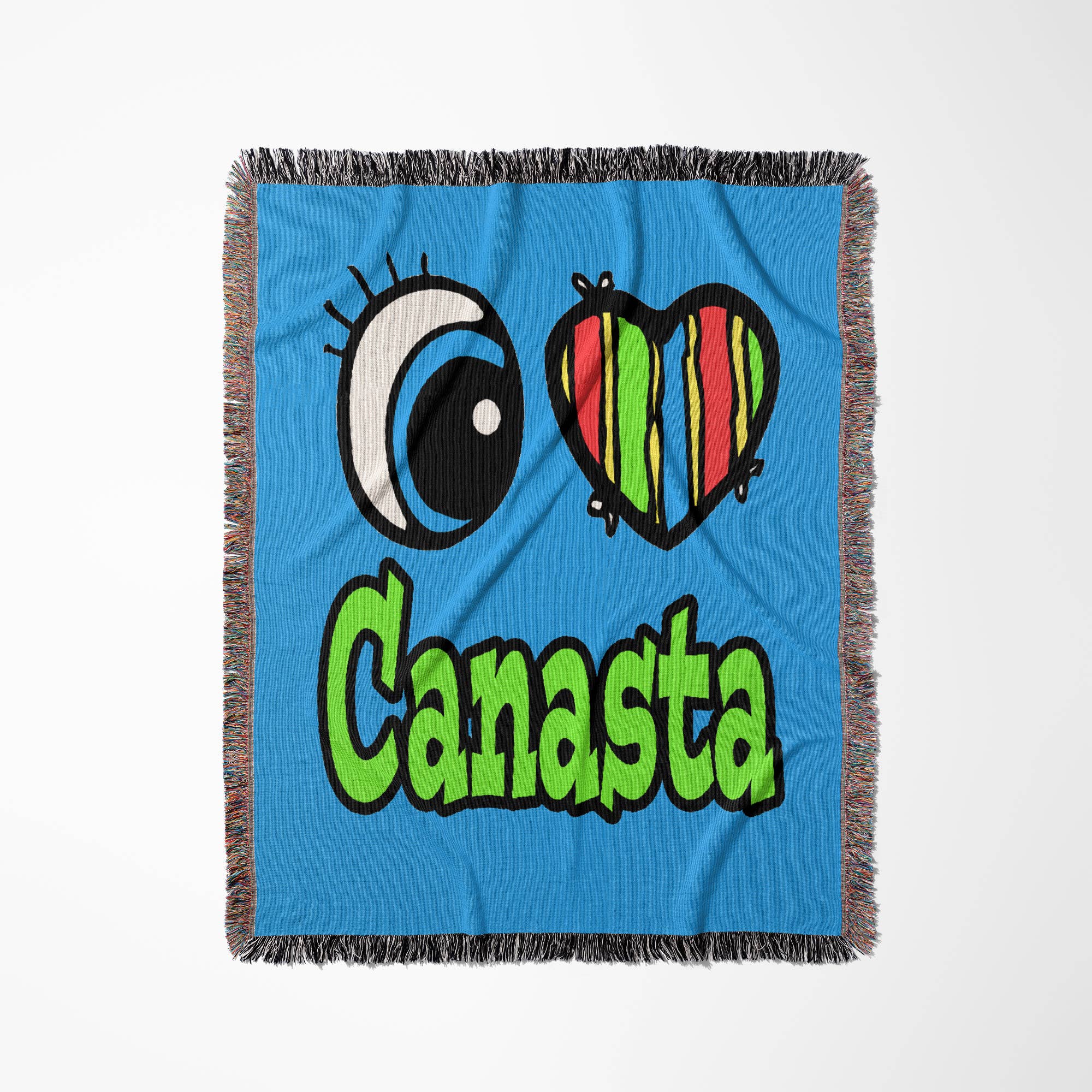 3dRose - Wholesale Throw Blanket - 3dRose, Bright Eye Heart I Love Canasta, Blanket0