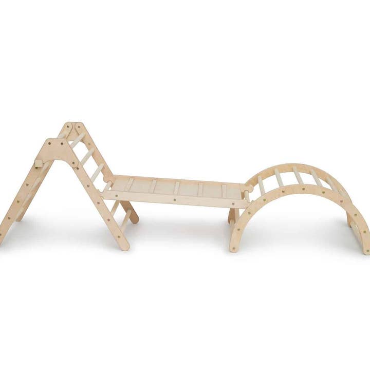 Kletterling - Vendita all'ingrosso Giocattolo in legno - Bambini - Set koalaling - triangolo da arrampicata (70 cm) con scivolo e fiocco6