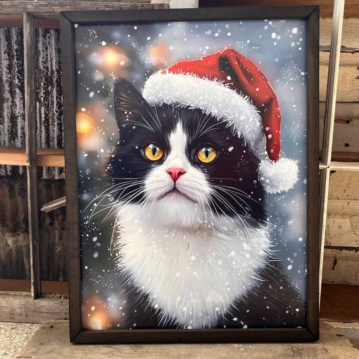 HMK119 Cornice a Scatola con Gatto di Natale per la vendita all'ingrosso da parte di JanMichaels Art & Home