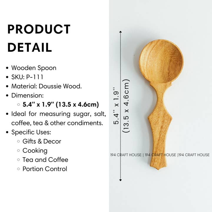 194 Craft House - Wholesale Measuring Spoon - Hand-Carved Wooden Coffee, Tea Spoon - Measuring Spoons
