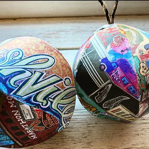 Domesticadence - Wholesale Ornament - Hand-Drawn Nashville Tennessee Handmade Mini-Globe Ornament4