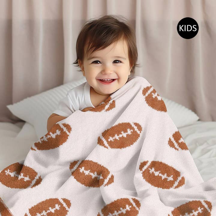 Football Patterned Reversible Kids Throw Blanket for wholesale by Sensibling Corp.