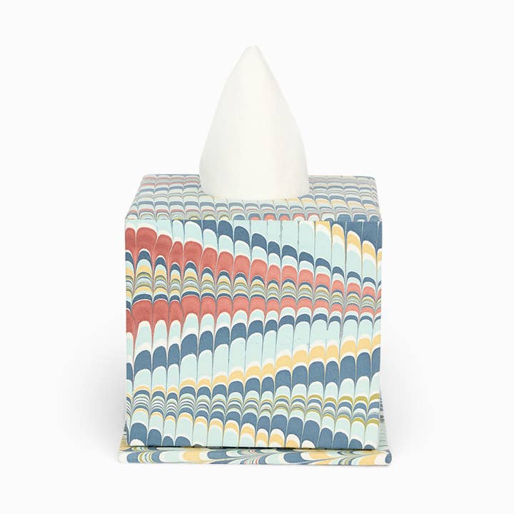 CAJA DE TISÚ CUADRADA MARMOLADA A MANO - MONTAÑA OCEÁNICA para venta al por mayor de Craft Boat