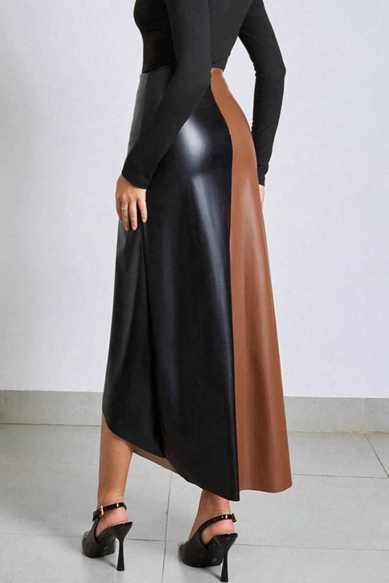 NOIR Jupe asymétrique à blocs de couleur en vente sur Faire1