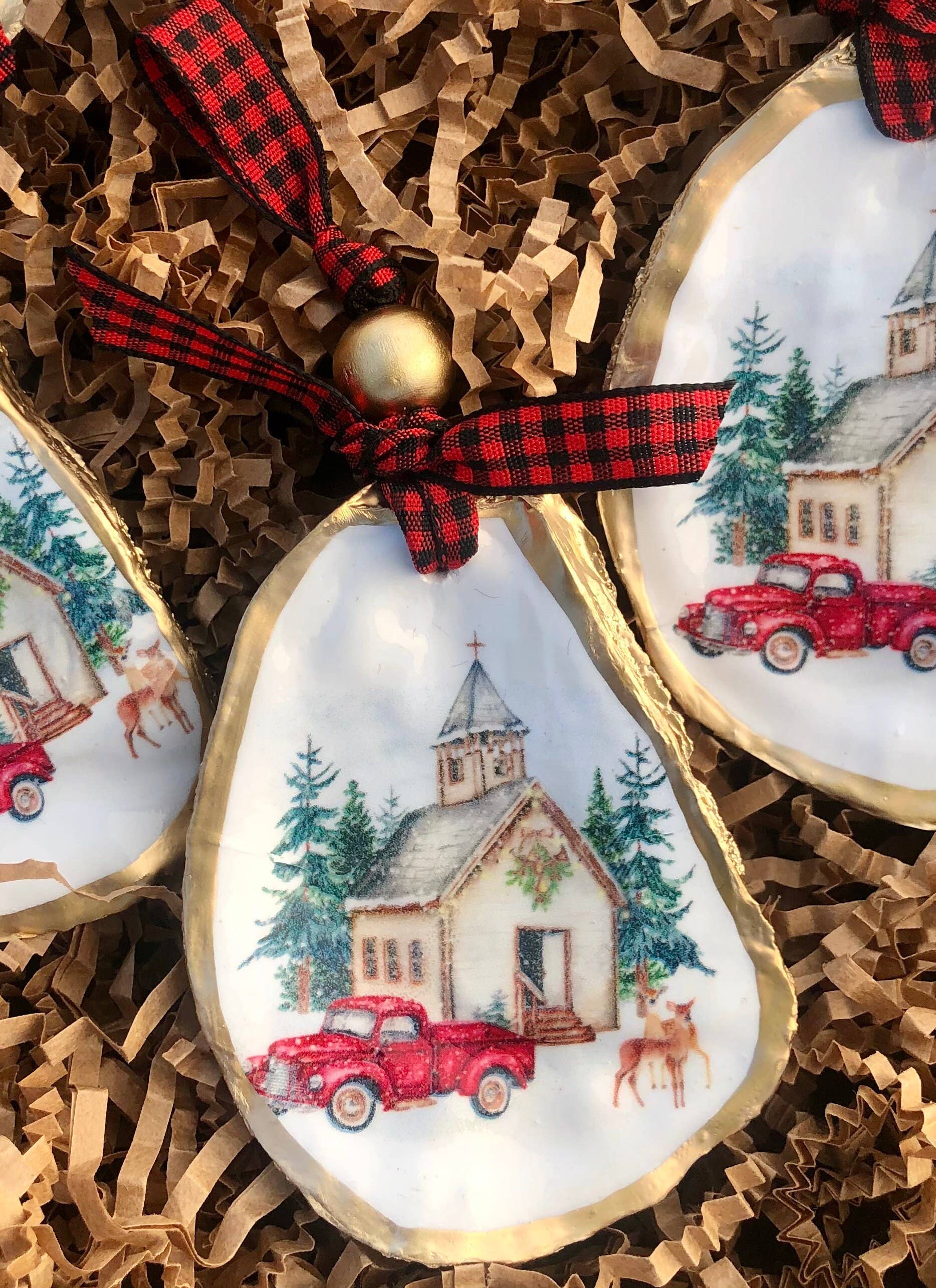 Place of Grace Designs - Wholesale Ornament - Oyster Ornament | Country Church | Cardinal Tree | Buffalo P2