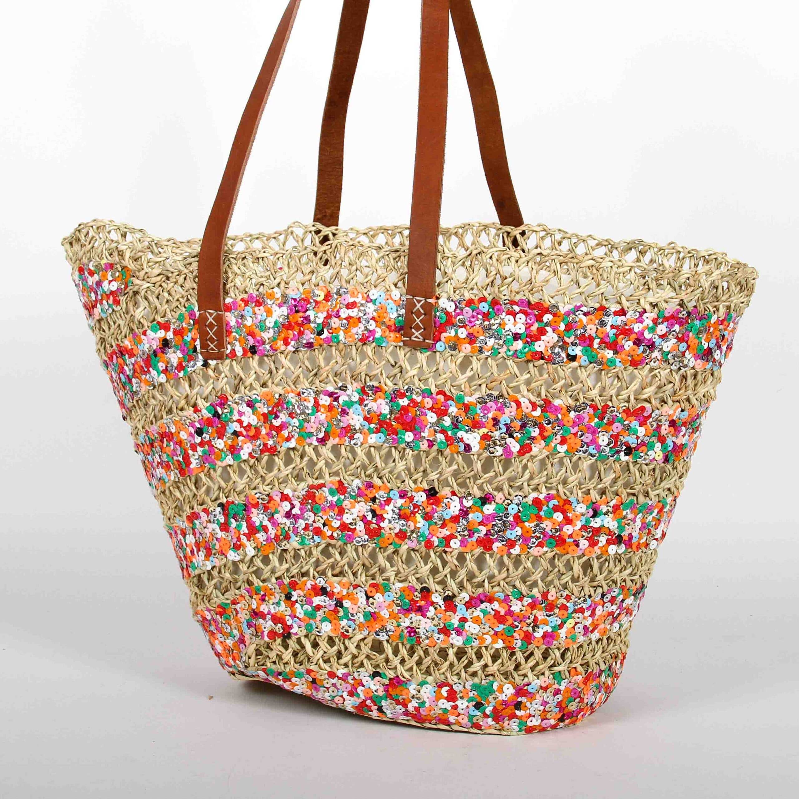 Logionline SLU - Wholesale Beach Bag - Carry Bag, Sequins, Leather Handles with Lining12
