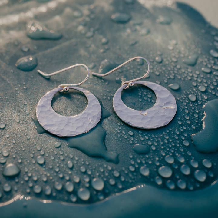 Small Hammered Circle Earrings for wholesale by Sea Salt & Silver