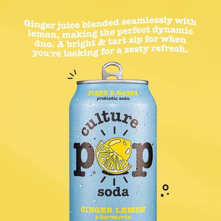 Culture Pop Soda - Wholesale Soda/Carbonated Drink - GINGER LEMON & turmeric - 12 Pack2
