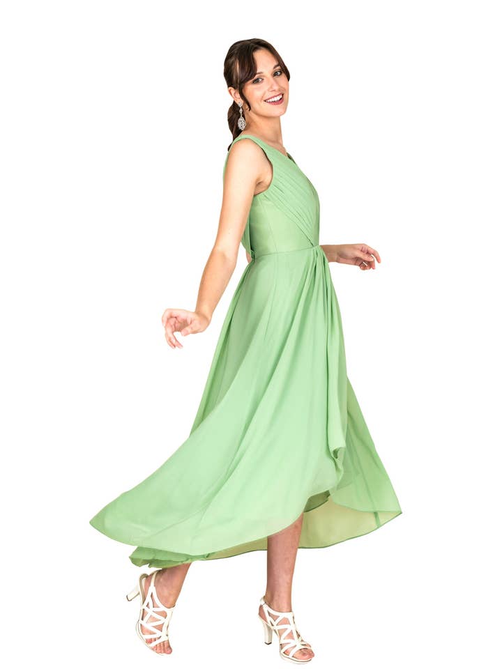 Formal Train Chiffon Midi Dress for wholesale by FARAH NAZ New York