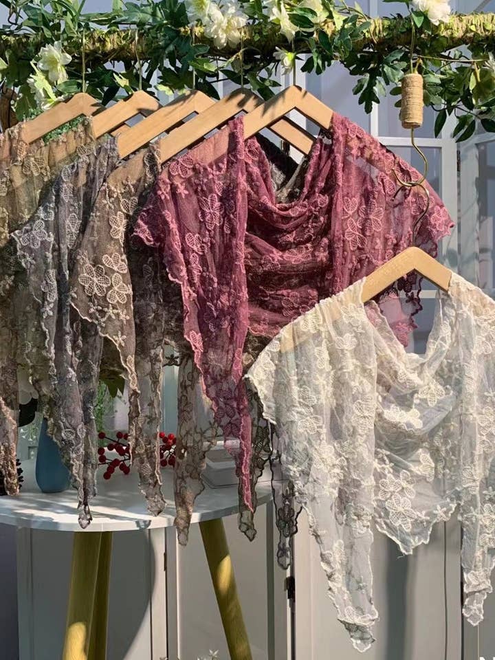 Scravii - Embroidered Lace Small Shawl Scarf for wholesale by Funkyrel® Atzbranding Limited