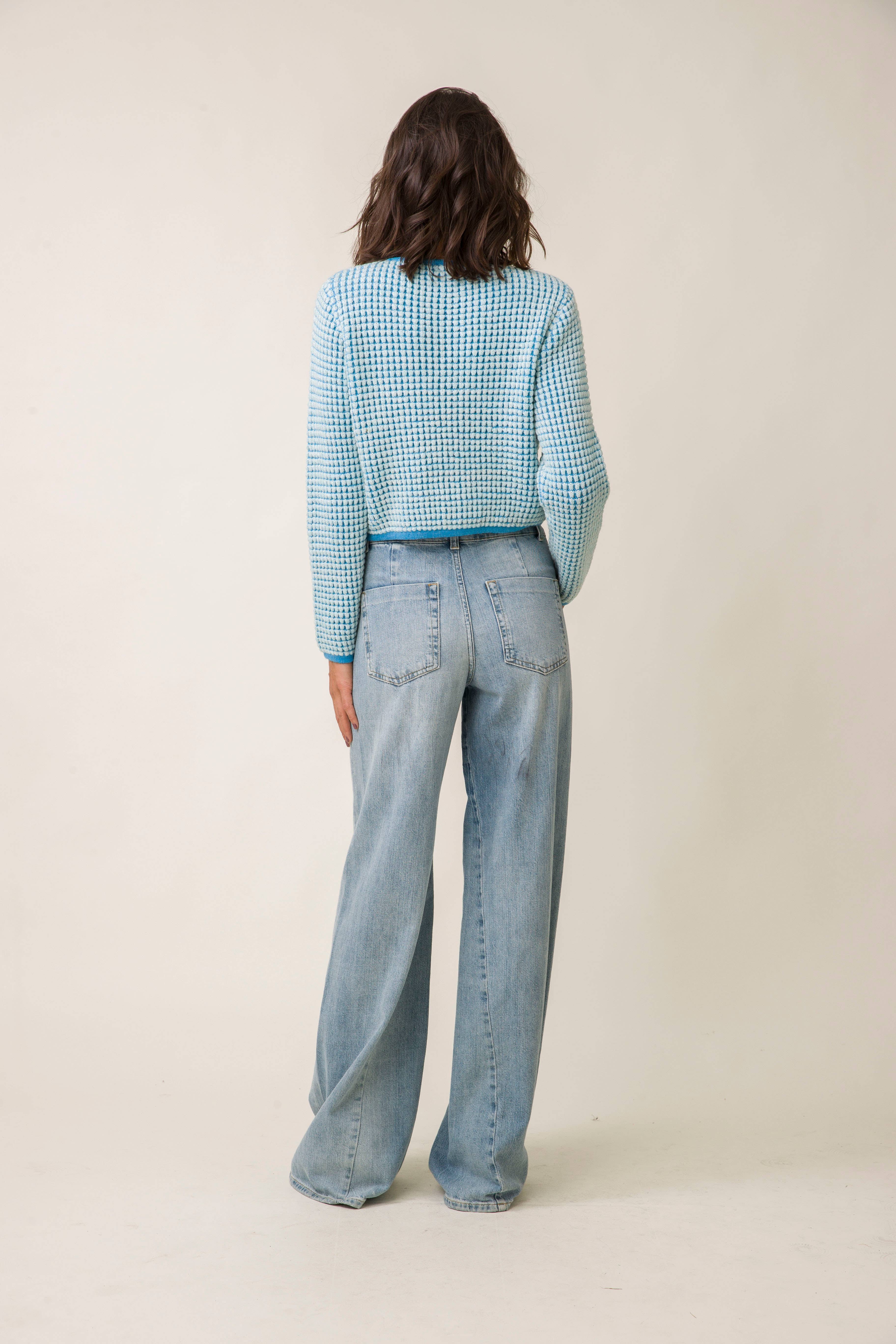 French Blue WARM YOUR HEART CARDIGAN for wholesale on Faire3