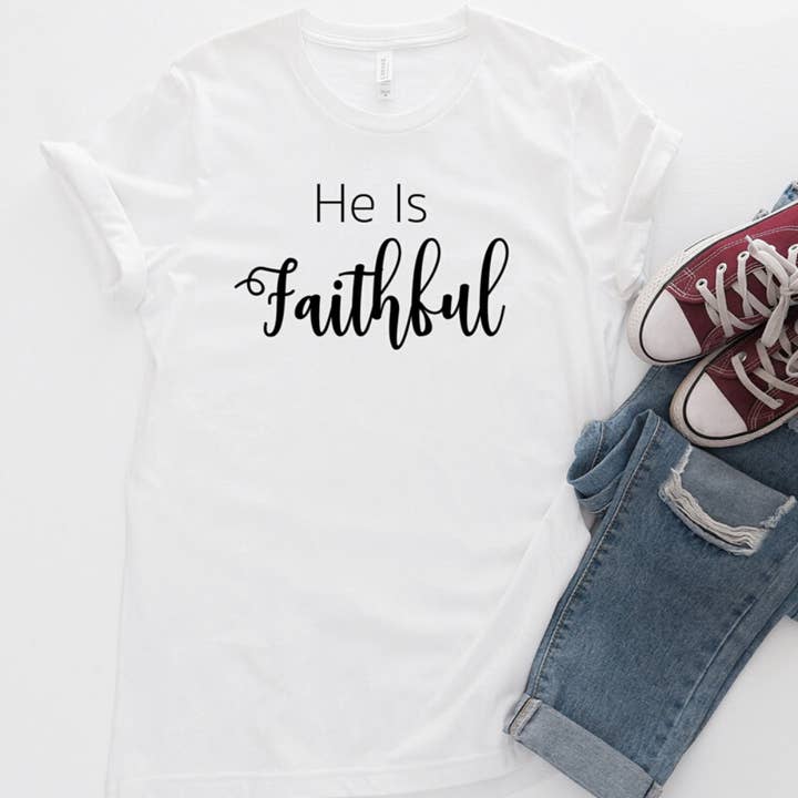 He Is Faithful Graphic Tee for wholesale by McCarty Branch Company