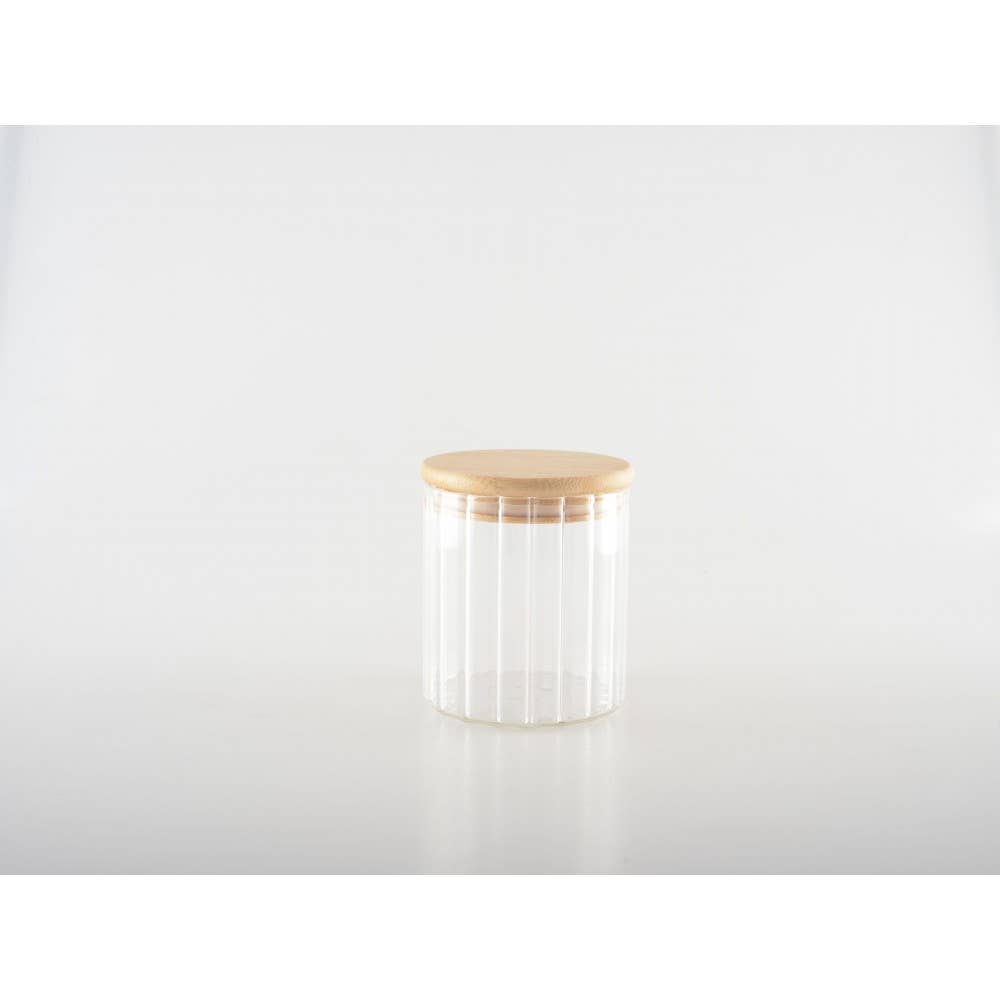AULICA - Wholesale Jar - Glass storage jar with wooden lid 9x9x10cm2