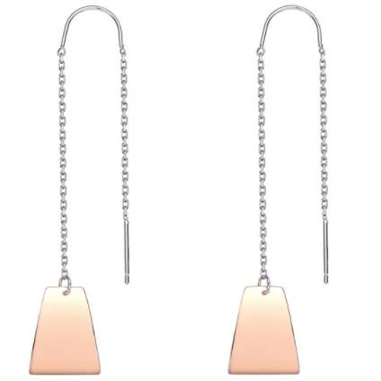 Brincos pendentes de duas pedras Diana por atacado de RoseGold Apparel