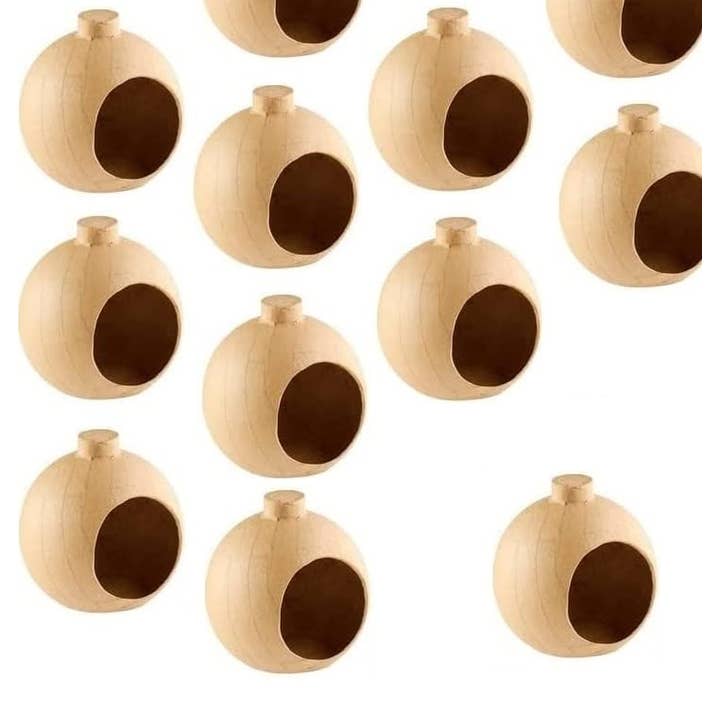 Factory Direct Craft - Wholesale Paper Mache - 6" Paper Mache Open Diorama Ball Ornament with Front Hole