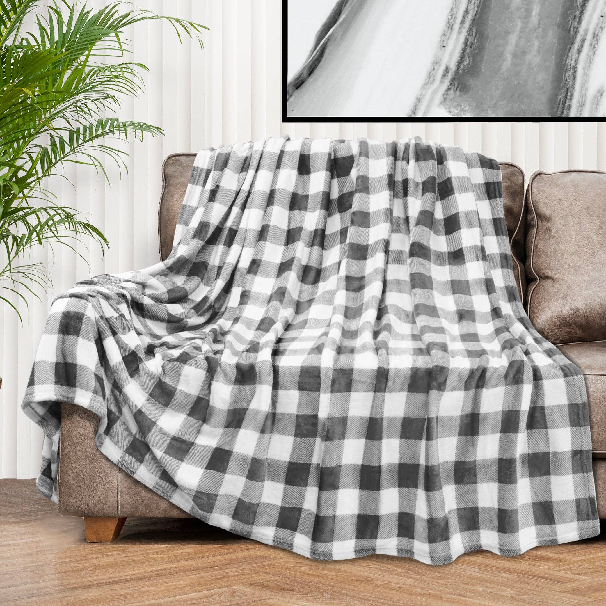 Pavilia – Engroshandel Tæppe – Rutemønstret fleeceplaid i microfiber6