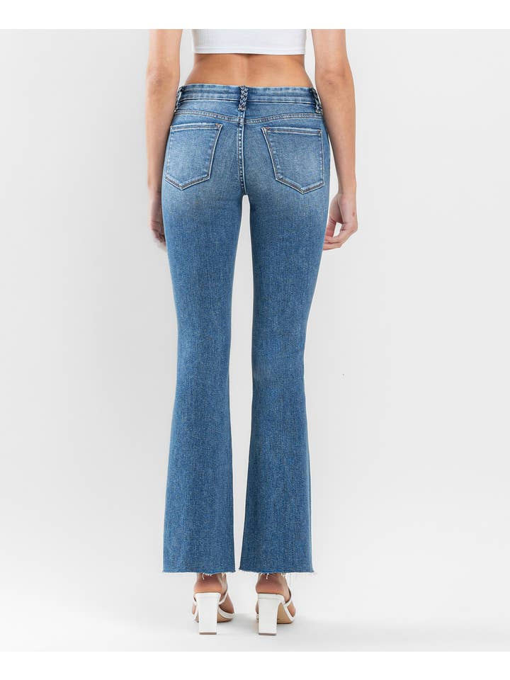 AMAZES LOW RISE BRAIDED BELT LOOP FLARE JEANS F5525 for wholesale on Faire4