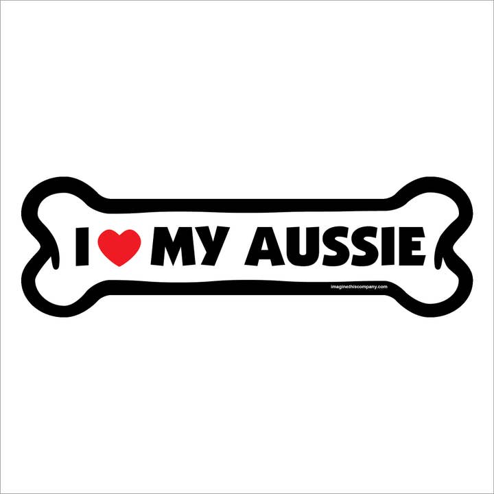 Imagine This Company – wholesale Magnet – I Love My Aussie Large Bone Magnet