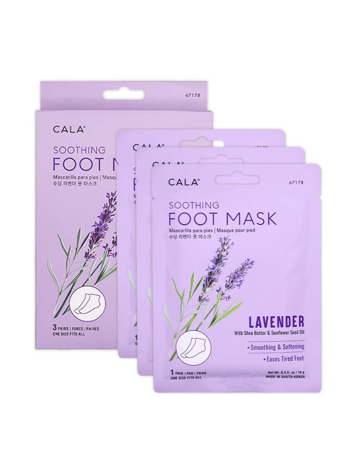 CALA 67178 Lavender 3 Pairs Soothing Foot Mask Set - 6 set for wholesale by PINEAPPLE Beauty