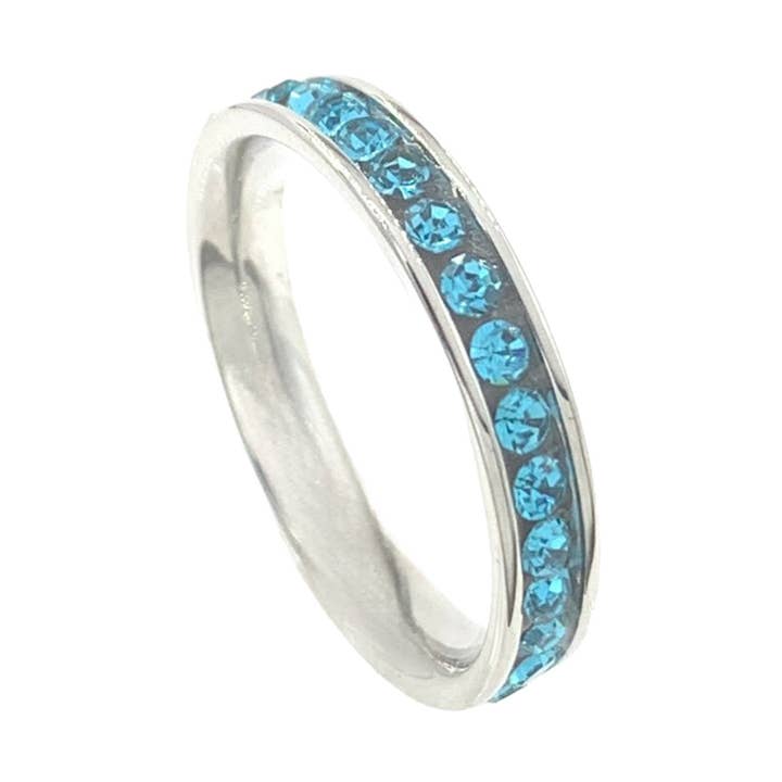 Anel de Cristal Quadrado Cz Aço Inoxidável Prateado por atacado de Nisso & Co. NYC Jewelry Wholesale