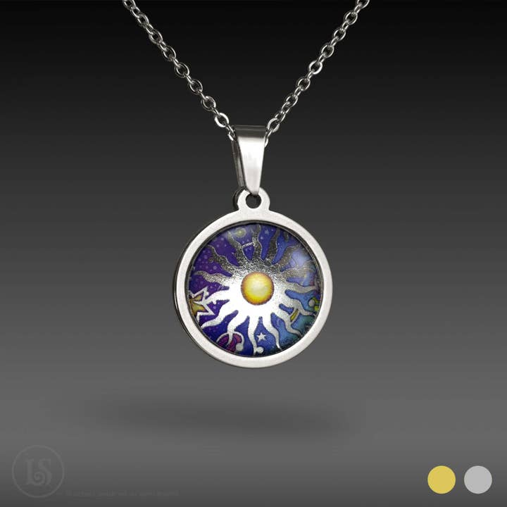 Himmelsk centrerad sol midnatt, 19mm, hänge för wholesale av Liz Sabol Jewelry Art