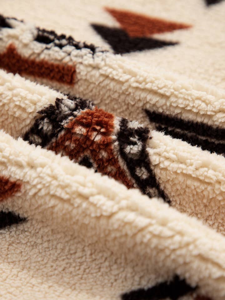 LALA LOO - Wholesale Sweatshirt - Women's - LALALOO Western Aztec Fleece Half Buttoned Sweatshirt13