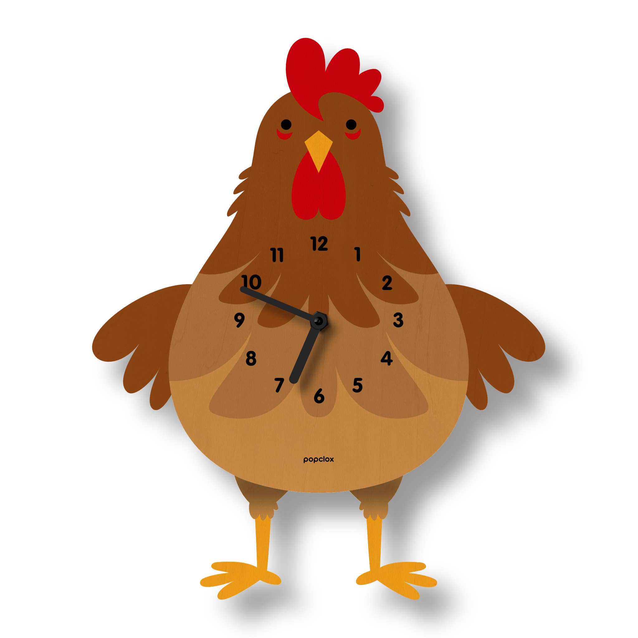 Popclox - Wholesale Wall Clock - Cleo Chicken Pendulum Clock - Wood 1
