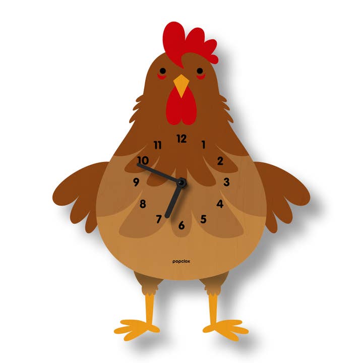 Popclox - Wholesale Wall Clock - Cleo Chicken Pendulum Clock - Wood 1