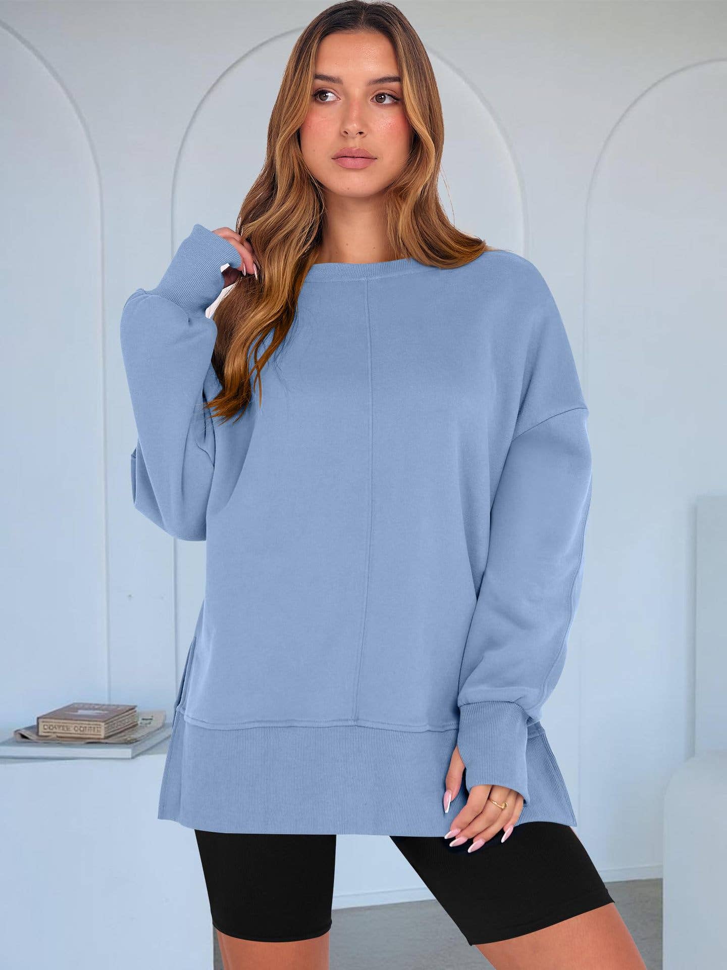 Lily Clothing - Wholesale Sweatshirt - Women's - Casual round-neck loose sporty split sweatshirt10