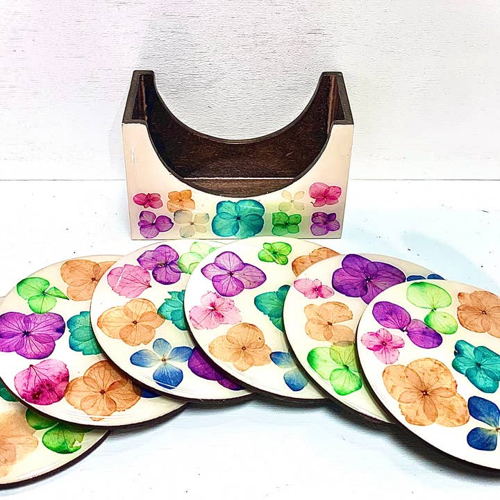 Pressed Flower Coasters for wholesale by Restoration Oak