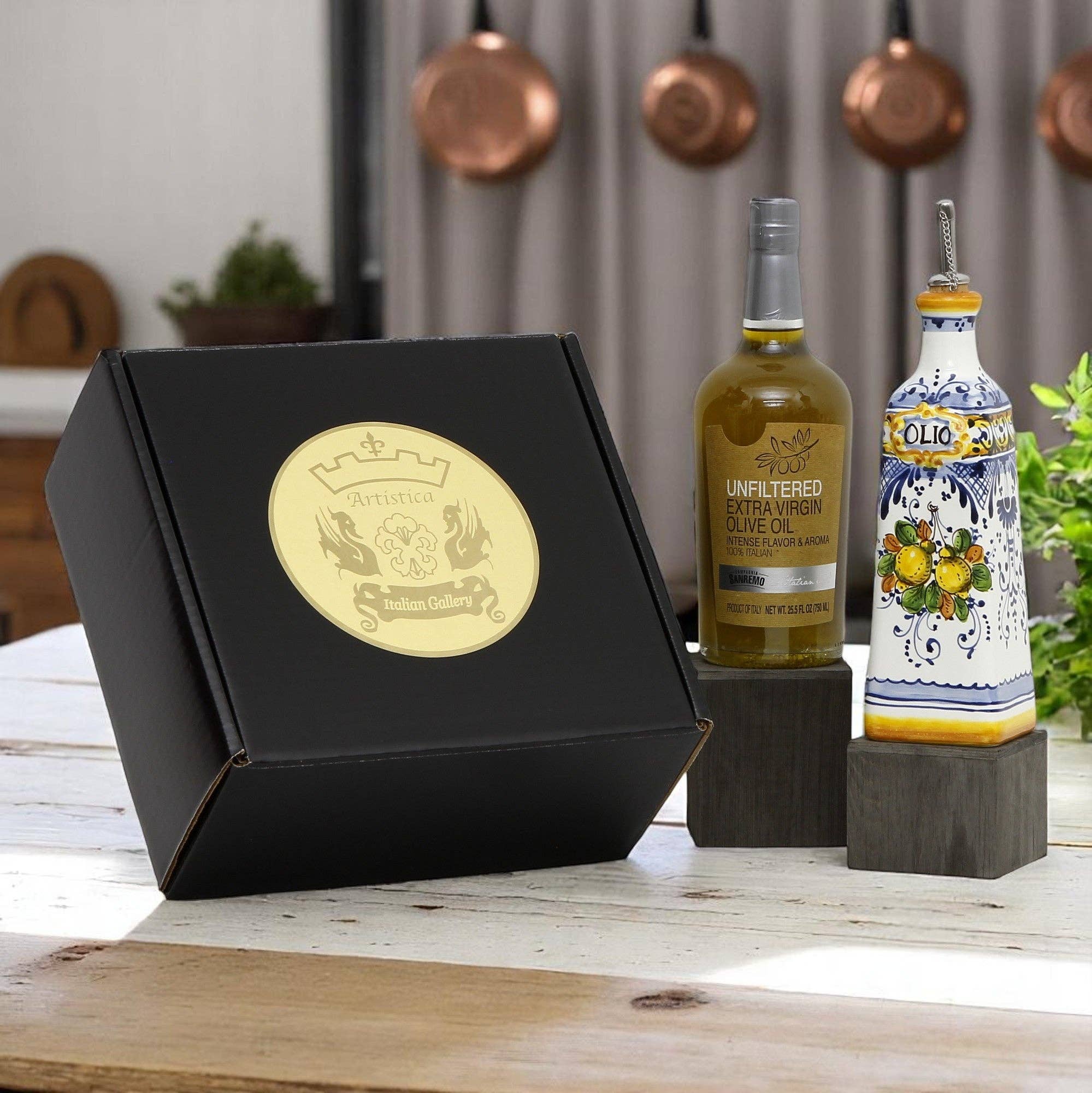 Artistica - Deruta of Italy - Wholesale Olive Oil - GIFT BOX: With Tuscan Olive Oil Dispenser + EVOO bottle - Limoncini design5