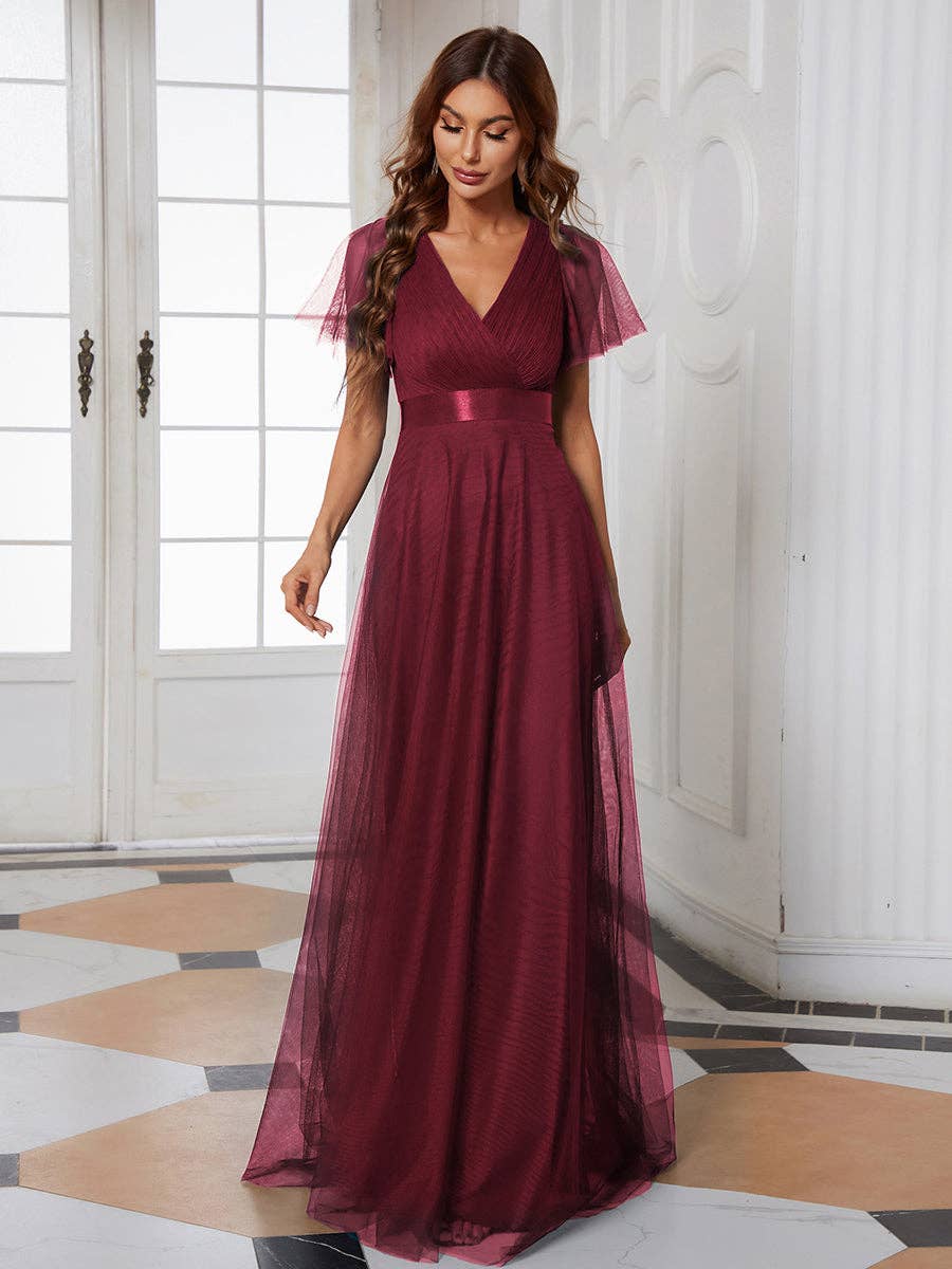 Ever-Pretty - Vente Robe de soirée – femme - Robe de demoiselle d'honneur trapèze à col en V5