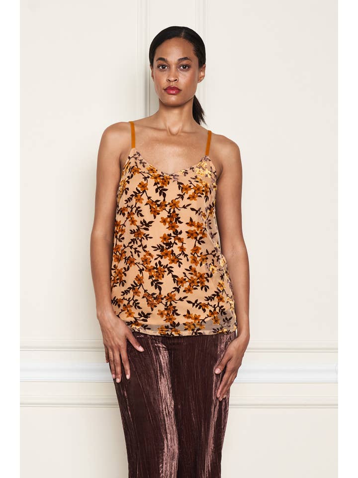 Paparazzi - Wholesale Camisole - Women's - 3579-MAT Velvet Burnout Floral Pattern Cami - Lined0