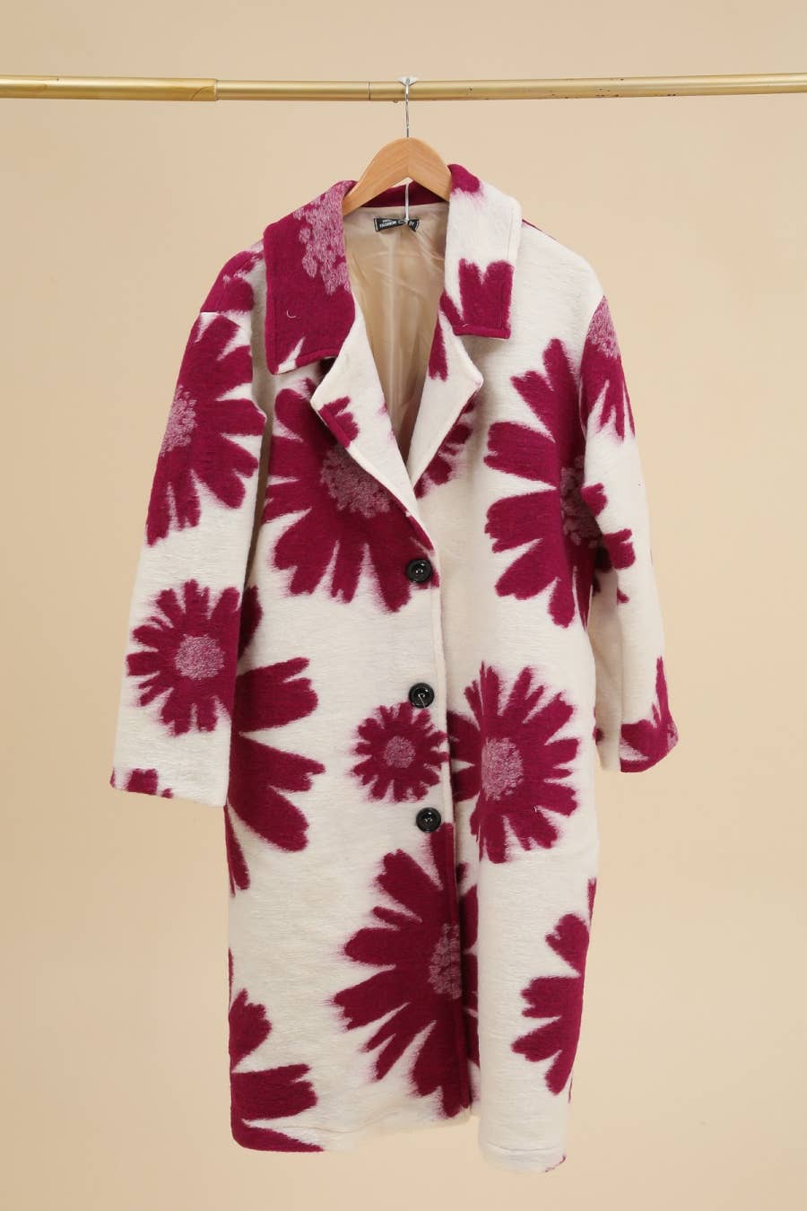 bordeaux Tryckt kappa i ullblandning 99201 80% ull 20% polyester för wholesale på Faire12