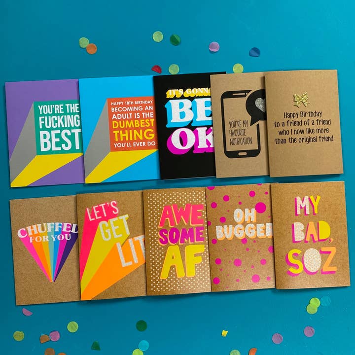 Pack of 10 Mixed Cards for wholesale by BETTIE CONFETTI