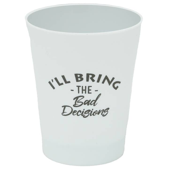 Funky Junque - Wholesale Shot Glass - Plastic Party Shot Glass - Bad Decisions (Grey)