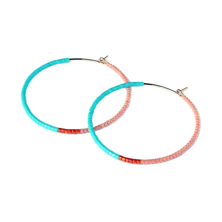 bluma project - Wholesale Hoop Earrings - Color Field Hoops LG / Turquoise0