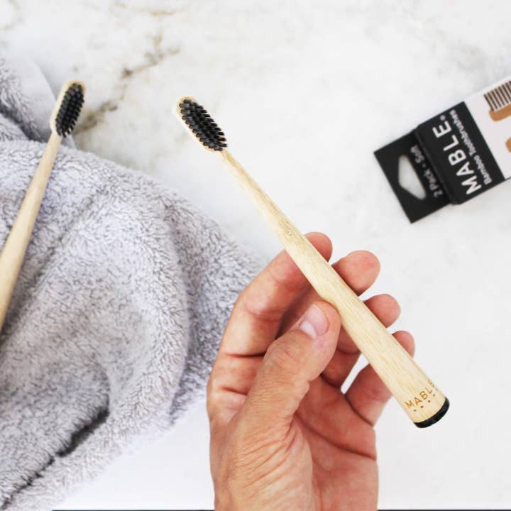 MABLE - Wholesale Toothbrush - Bamboo Toothbrush, by MABLE - Two Pack - Charcoal Bristles4