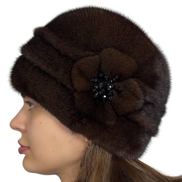 Chapéu de Pele de Vison Feminino Chapéu de Pele Verdadeira Chapéu de Inverno Russo de Pele por atacado de FurStyleUa