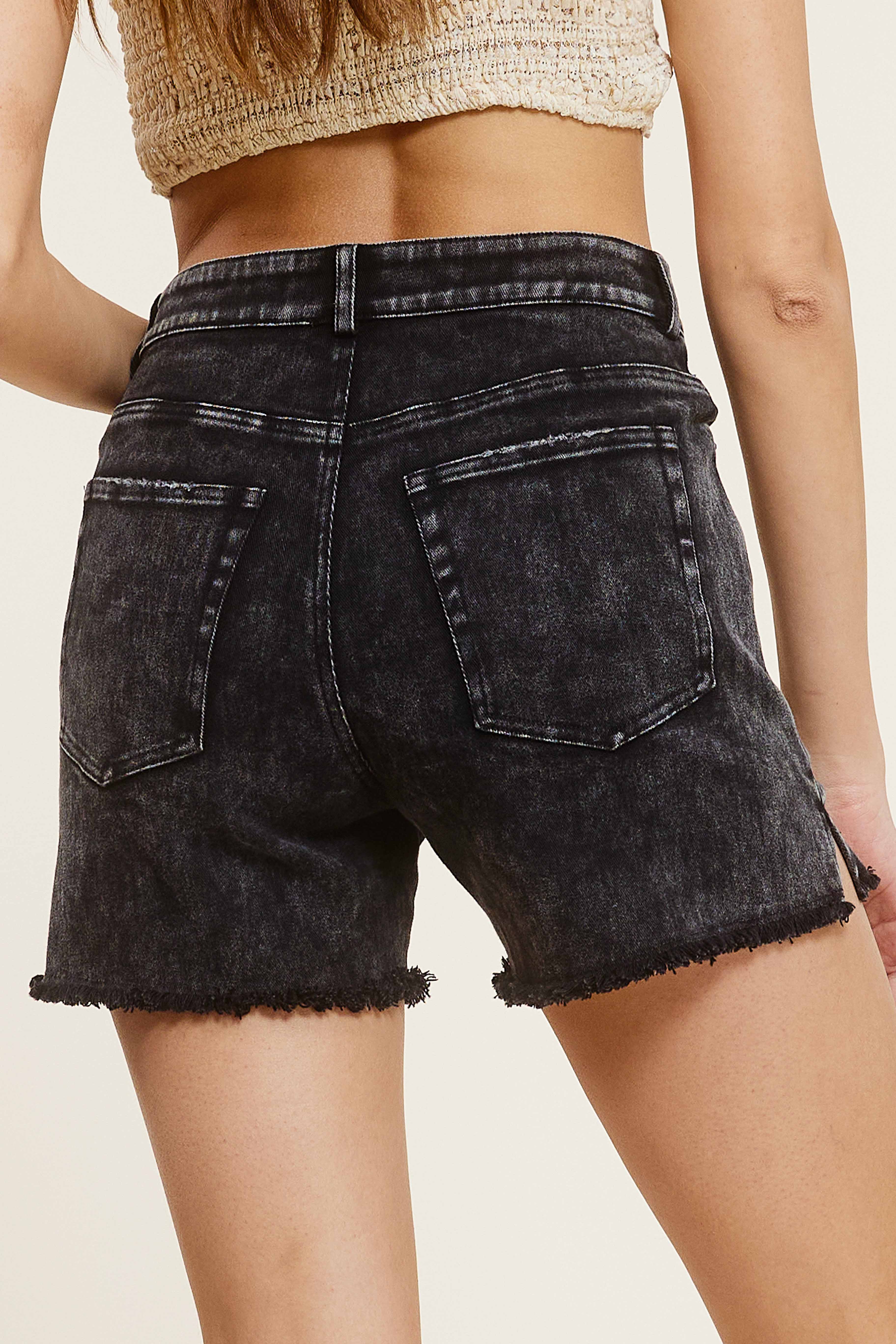 La Miel - Wholesale Shorts - Women's - HCP4224-High Rise Basic Mineral Washed Colored Denim Shorts55