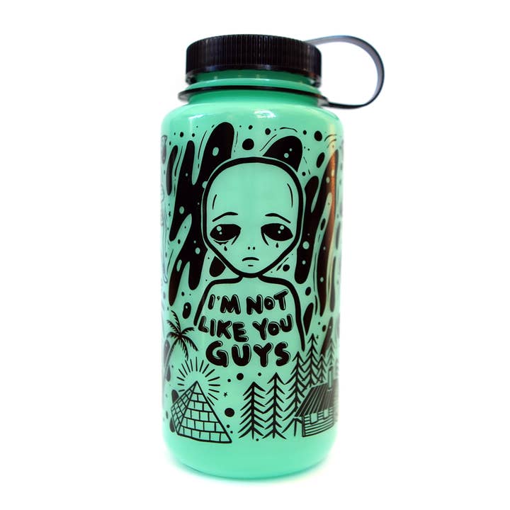 Stuntin Goods - Wholesale Water Bottle - Glow in the Dark Alien 32 oz Nalgene Water Bottle