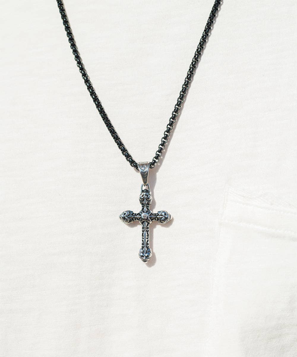 Steeltime NYC - Vente Colliers à pendentif - Steeltime Collier avec pendentif croix de style romain vintage pour homme1